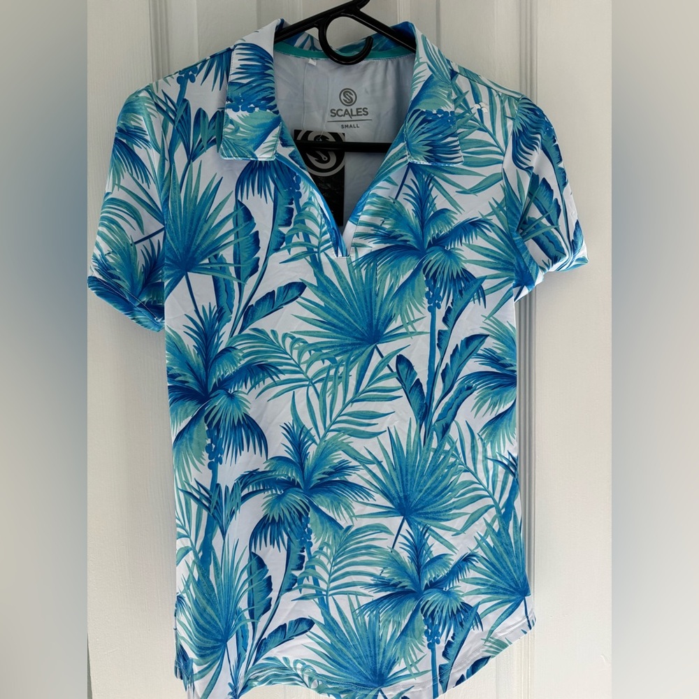 Scales Tropical Blue Women's Short Sleeve Polo